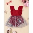thumbnail image 2 of Diconna Robe Barboteuse pour Bébés Filles, Sans Manches Col Carré Étoiles Paillettes Tulle Patchwork Justaucorps Vêtements d'Été, 2 of 9