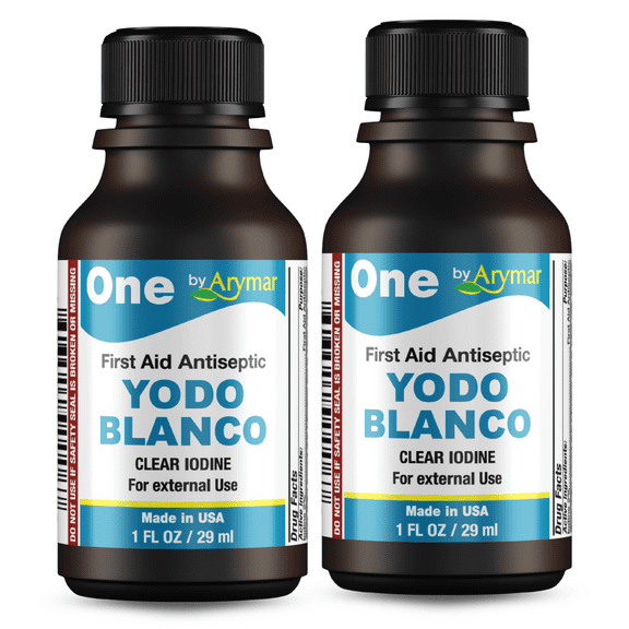 Arymar Yodo Blanco Iodine – First Aid Antiseptic for Wounds, 1 fl oz (2-Pack)
