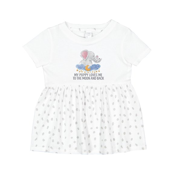 Inktastic My Poppy Loves Me to the Moon and Back Elephants in Clouds Girls Baby Dress