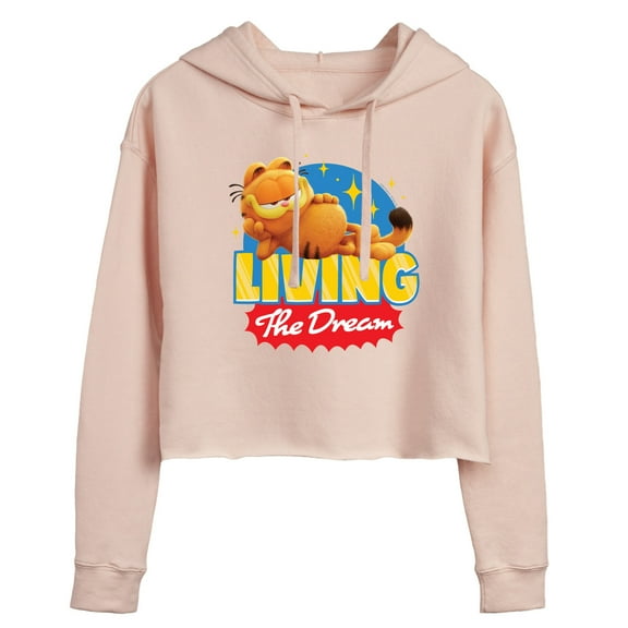 Garfield - Living The Dream - Juniors Cropped Pullover Hoodie