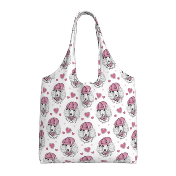 Vsdgher Cute Poodle Dog Print canvas Tote Bag, Lightweight Cloth Bags, Suitable for shopping, groceries, travel
