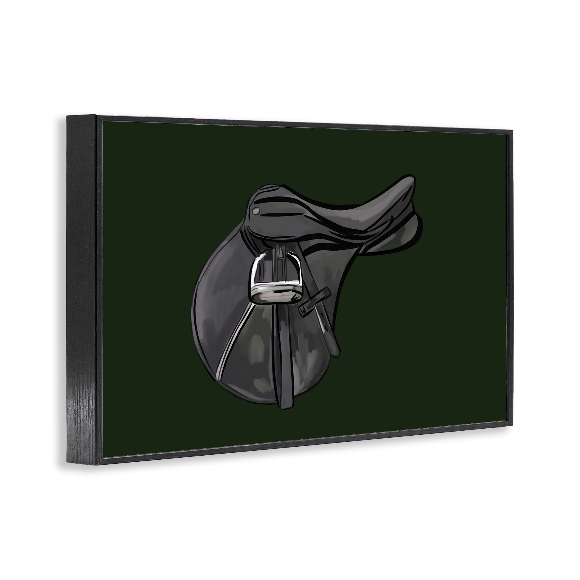 Stupell Industries Black Horse Saddle Abstract Painting Black Framed Art Print Wall Art, 24 x 16