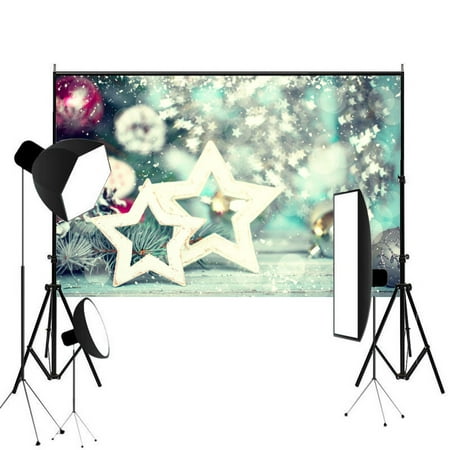 Image of SAYFUT 7X5FT Christmas Tree Decoration White Star Photo Background Seamless Printed Xmas Party Photography Backdrop