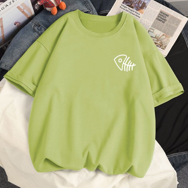 Camiseta 2023 de algodón para mujer, ropa Harajuku Kawaii con bolsillo y estampado de gato, holgada, informal, de manga corta, Y2k, 100%