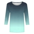 thumbnail image 5 of Royisotas Gradient Color Plus Size Tops for Women 3/4 Sleeve Summer Casual Army Green Womens T Shirts Oversized Loose Crew Neck Shirts, 5 of 5