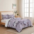 thumbnail image 5 of Quilts Twin XL Size Bedding Set, Japanese Cherry Blossom Lightweight Quilted Comforter, White Crane Purple Pine Branch Cloud Soft Bedspread Coverlet with Pillow Covers for All Season, 68" x 98", 5 of 9