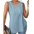 thumbnail image 4 of Summer V-neck T-shirt sleeveless hollow jacquard top casual vest for women, 4 of 5