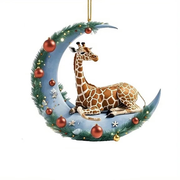 Clearance Sale | Giraffe Christmas Tree Pendant and Car Hanging Ornament, Festive Acrylic Holiday Decoration for Xmas Tree Home Car Decor