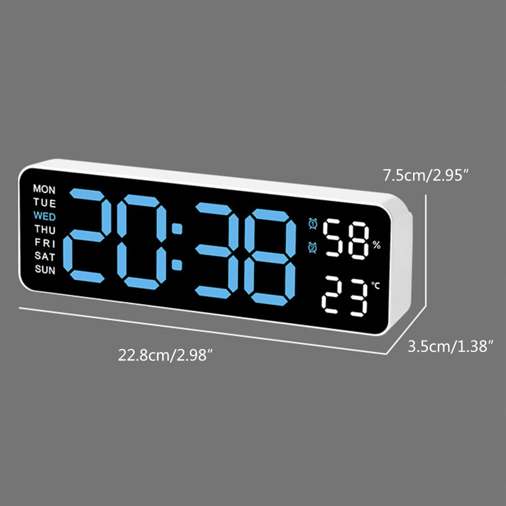 Oasiva 9Inch Digital Wall Clock LED Alarm Clock Large Display, 3 Level Brightness Adjustable with Calendar and Temperature