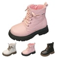 thumbnail image 5 of CAICJ98 Toddler Ankle Boots Side Zipper Combat Shoes with Lace Up Boots Toddler Boy Pink (Toddler/Little Kid),10, 5 of 7