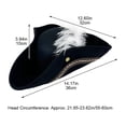 thumbnail image 3 of Yvsxxv White Feather Black Tricorn Pirate Hat Vintage Party Headwear 1Pc, 3 of 7
