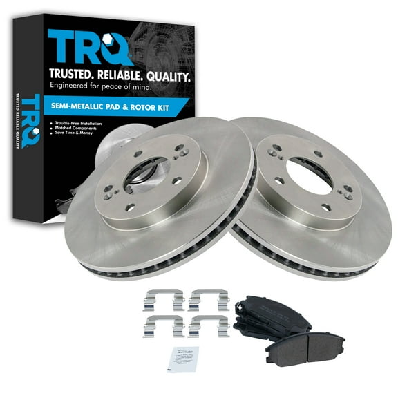 TRQ Front Brake Rotor & Semi Metallic Brake Pad Kit Fits Select Hyundai XG300 XG350