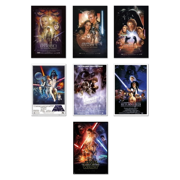 STAR WARS: EPISODE I-VII - 7 PIECE MOVIE POSTER SET (REGULARS 2) (24" X 36")