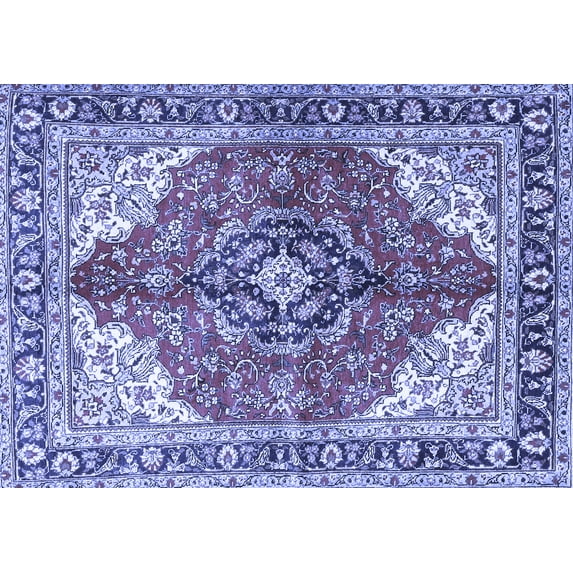 Ahgly Company Indoor Rectangle Medallion Blue Traditional Area Rugs, 7' x 9'