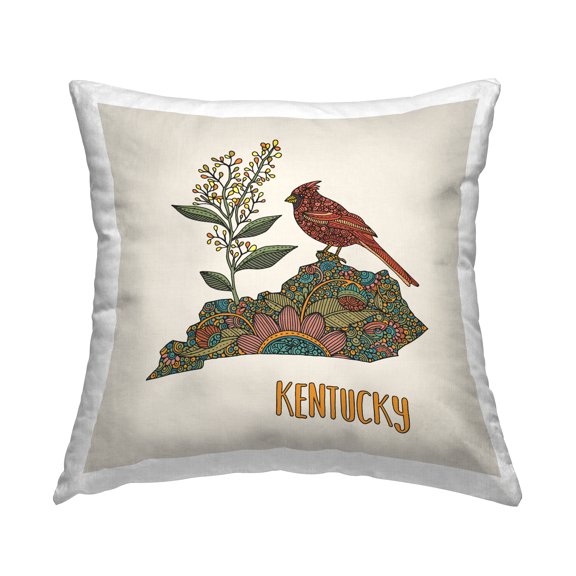 Stupell Industries Kentucky Cardinal Bird Square Decorative Printed Throw Pillow, 18 x 18,