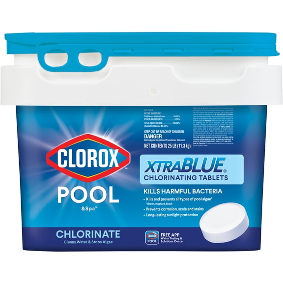 Clorox Pool&Spa XtraBlue 3" Chlorinating Tablets for Swimming Pools, 25lb