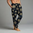 thumbnail image 4 of WTOBBY Men's Drawstring Pocket Cuffed Casual Pants Home Sleep Pants with Christmas Print Comfortable Soft Lounge Men's Trousers,Black M, 4 of 7