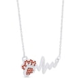 thumbnail image 3 of AFFY Round Cut Simulated Birthstone Paw & Heartbeat Pendant Necklace In 14K White Gold Over Sterling Silver By, 3 of 7
