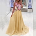 thumbnail image 2 of Baqcunre Prom Dresses 2024 Women's Lace Patchwork Printed Solid Color Long Dress Banquet Guest Dress Dresses for Women 2024 Summer Dresses for Women 2024 Womens Dresses Yellow 2XL(Hot), 2 of 9