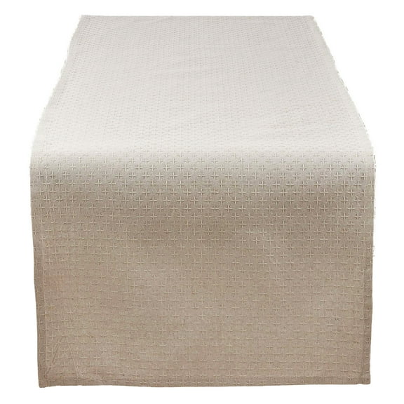 Fennco Styles Classic Chenille Jacquard Table Linen Collections, Home Decor, Everyday Use, Natural (16'' x 72'' Runner)