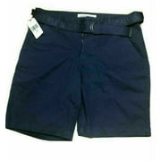 Calvin Klein Men's Flat Front Shorts with D-Ring Belt (Navy, 40)