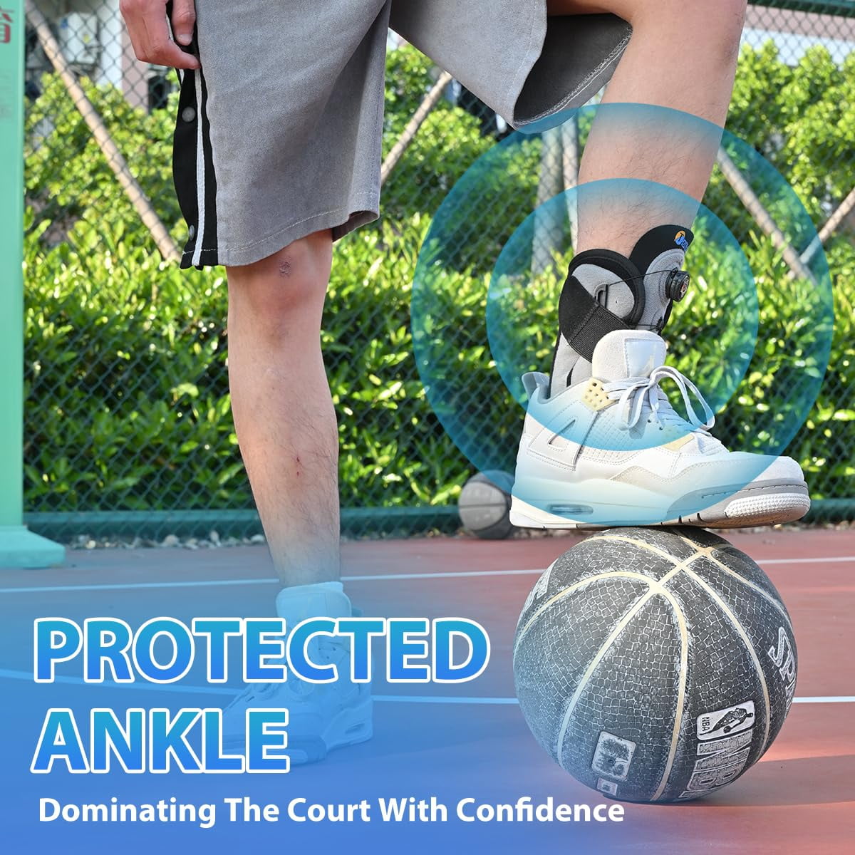 Tenbon Ankle Support Brace for Men and Women Adjustable Knob Ankle Brace for Plantar Fasciitis and Tendonitis - for Sports, Fitness, Injury Recovery, Sprain, 1PCS (Medium)