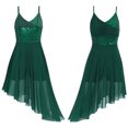 thumbnail image 2 of Miutii Womens Lyrical Dance Dress Sleeveless Asymmetrical High-Low Skirt Modern Contemporary Dance Green M, 2 of 8
