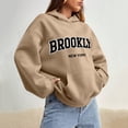 thumbnail image 2 of Women's Hoodies & Sweatshirts Women Solid Basic Letter Loose Hoodie Sweatshirt Long Sleeve Pocket Drop Shoulder Pullovers Top, 2 of 6