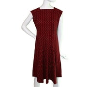 Lands End Women Size XXS (0-00) Petite Short Sleeve Dress, Berry Red Print