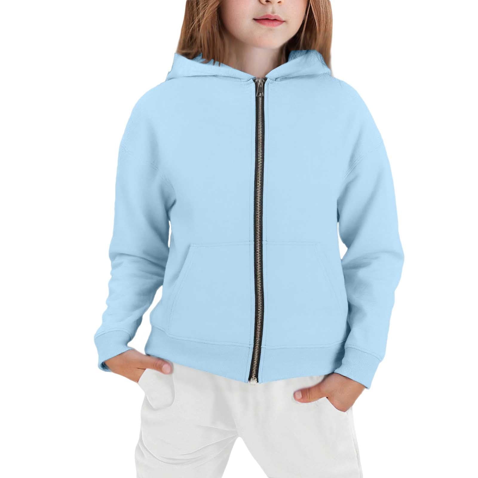 lnmuld Solid Boys Hooded Pullover Sweatshirt Long Sleeve 3D Backpack Printed Back Decor Pocket Oversized Fit School Daily Layering Outerwear Top 6-7 Years Blue