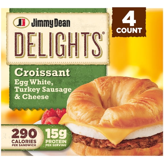 Jimmy Dean Delights Turkey Sausage, Egg White & Cheese Croissant Sandwich, 19.2 oz, 4 Count (Frozen)