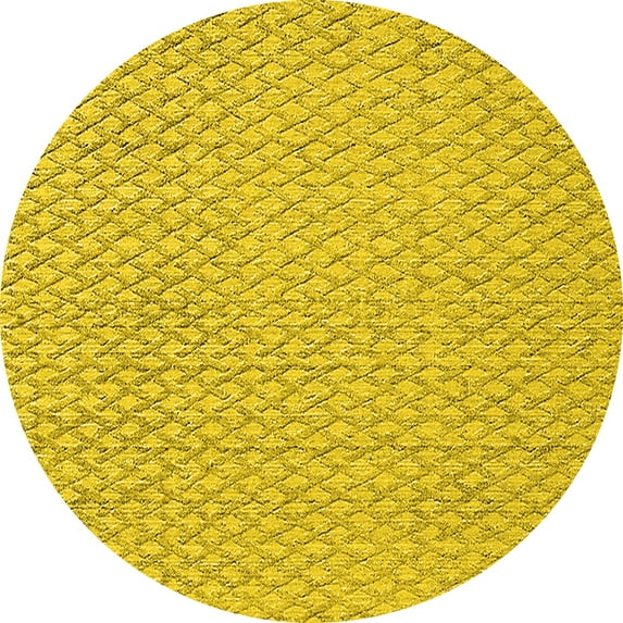 Ahgly Company Machine Washable Indoor Round Oriental Yellow Industrial Area Rugs, 5' Round