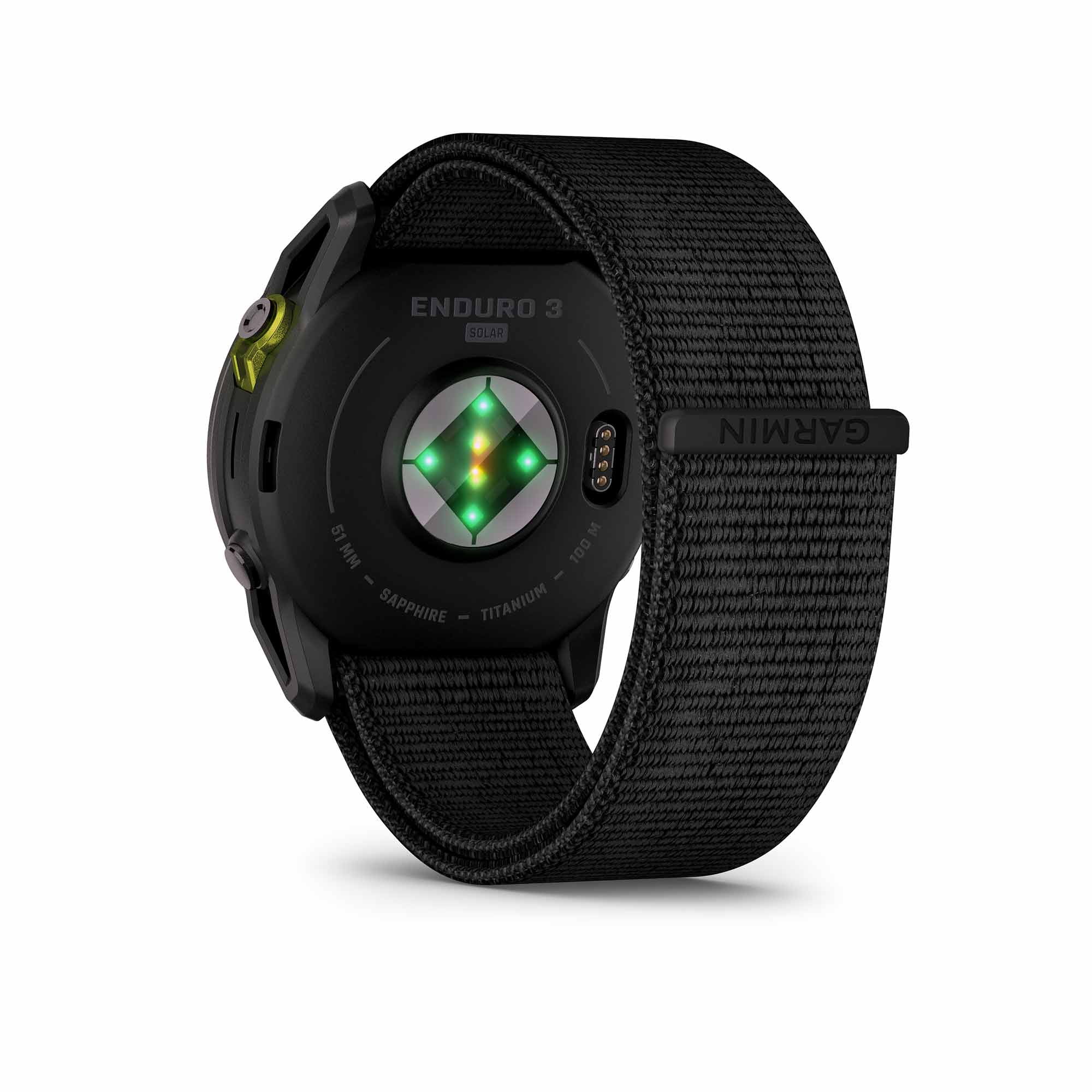 Restored Garmin Enduro 3, Solar, Sapphire Multisport GPS Smartwatch Carbon Gray DLC Titanium with Black Ultrafit Nylon Strap, 90 Days Battery, Built-in LED Flashlight, Bundle (Refurbished)