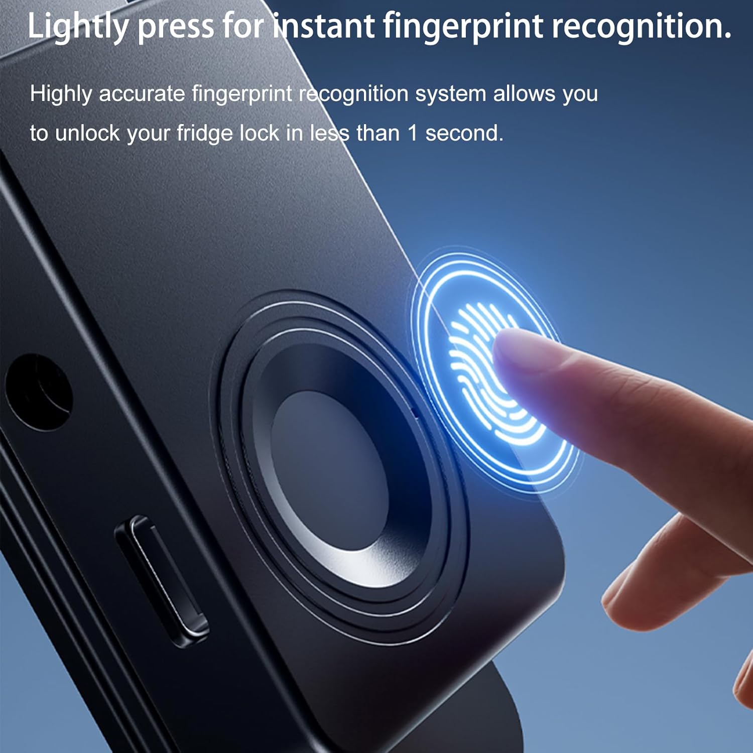 Fingerprint Refrigerator Lock, 3M Adhesive, for Fridge Cabinet Drawers, Black