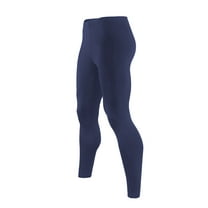 Mens Ultra Soft Thermal Underwear Leggings Bottoms - Compression Pants with Fleece Lined , Navy Blue, Large