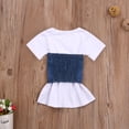 thumbnail image 4 of Xingqing Robe Ample à Manches Courtes pour Bébé Fille en Denim avec Poche Poitrine et Gilet Enveloppant, 4 of 10