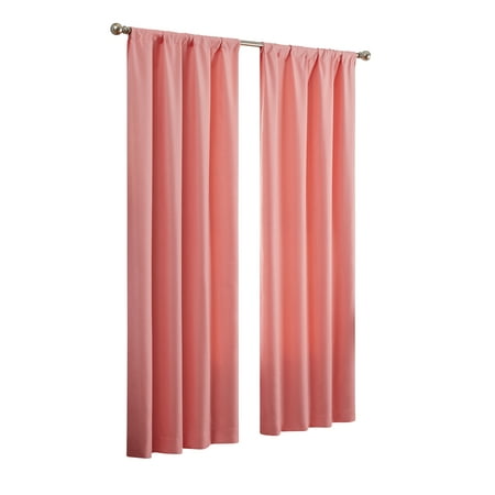 Eclipse Kendall Solid Blackout Rod Pocket Energy-Efficient Curtain Panel, Coral, 42 x 63