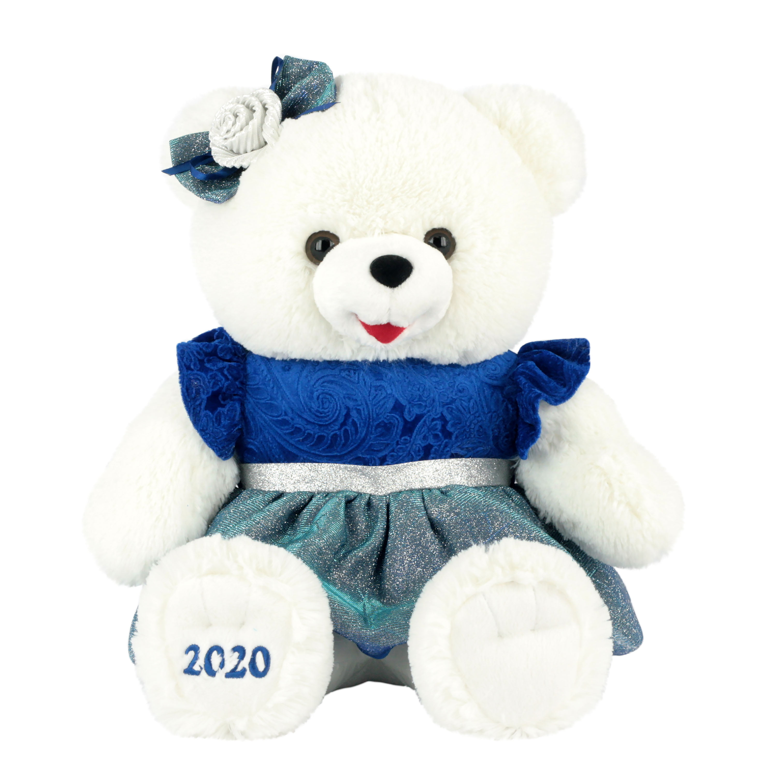 2020 WalMART CHRISTMAS Snowflake TEDDY BEAR white Girl 13" GreenOutfit Brand NWT 