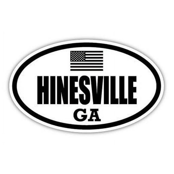 Hinesville GA Georgia Liberty County Stealthy Subdued Old Glory US Flag Oval Euro Decal Bumper Sticker 3M Vinyl 3" x 5"