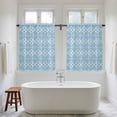 thumbnail image 4 of Blue Boho Tier Curtains 54 Inch Length, Vintage Ethnic Tribe Abstract Geometric Cafe Short Curtains for Bathroom Over Sink, Small Kitchen Curtain Light Filtering Tiered Drapes 2 Panels 27.5"Wx54"L, 4 of 8