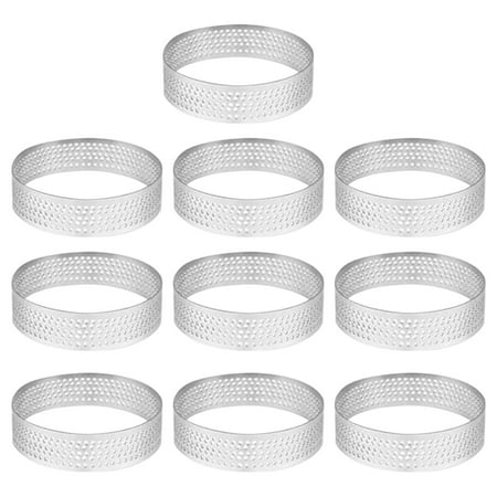 

10pc 8cm 304 Stainless Steel Tower Ring With Hole French Cake Mold Punching Cheese Mold Baking Tool DIY