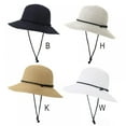 Women's Wide Brim Straw Sun Hat with Lanyard Summer Bucket Hat for