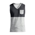 thumbnail image 4 of Men's Two-Tone V-Neck Sleeveless Pocket Tank Top, Casual Gym & Daily Wear Sleeveless Shirt Dark Gray L, 4 of 5