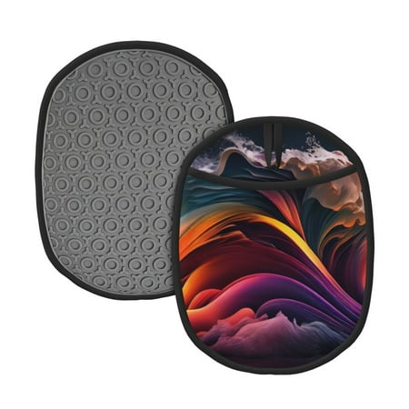 

Matuu Colorful Abstract Wave Motion for Non Slip Pot Holder for Kitchen Baking and Cooking Silicone Pot Mat Mitten With Hanging Loop Heat Resistant 7.5 x 9.4 Inches