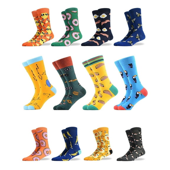Surprise color and pattern set of 4 funny color unisex crew socks