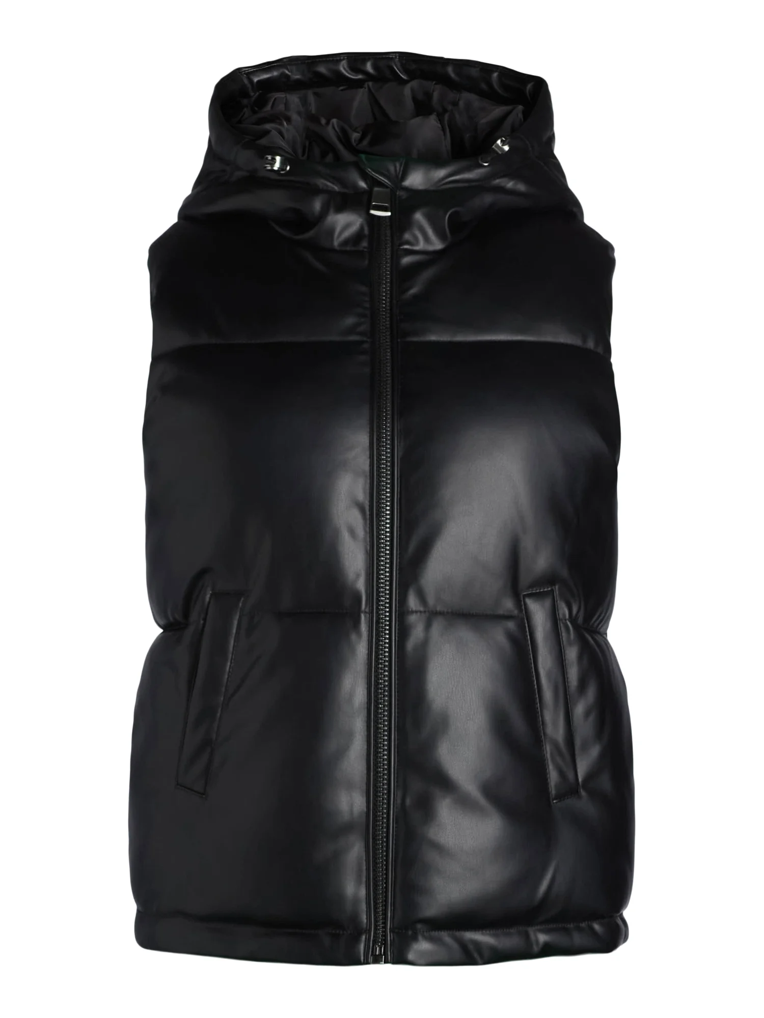 Scoop Women's Faux Leather Hooded Puffer Vest, Midweight, Sizes XS-XXL