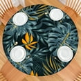 thumbnail image 2 of Waterproof Round Tablecloth with Tropical Plant and Colorful Exotic Prints, Elastic Edge Fitted, Backing for Non-Slip Use, Fits 44-50 Inch Tables for Dining and Outdoor Parties, 2 of 7