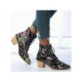 thumbnail image 5 of Frontwalk Womens Booties Pointed Toe Western Cowgirl Boot Embroidered Floral Ankle Boots Party Anti-Slip Winter Shoes Ladies Lace Up Black 7.5, 5 of 9