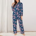 thumbnail image 2 of Honeii Lilies Flowers print Women's Pajama Sets Long Sleeve Button Down Sleepwear Nightwear Soft Pjs Lounge Sets-Small, 2 of 7