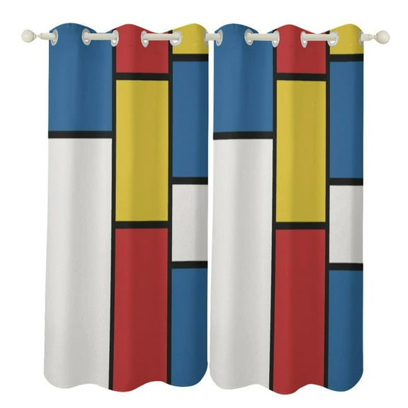 Abstract Color Block Window Blackout Curtain 3d Printed Blackout Curtain Bedroom Living Room Hotel Window 2 Panel Shade